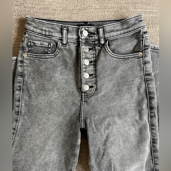 EXPRESS Super High Rise Denim Button Fly Slim Jeans - Picture 4 of 5